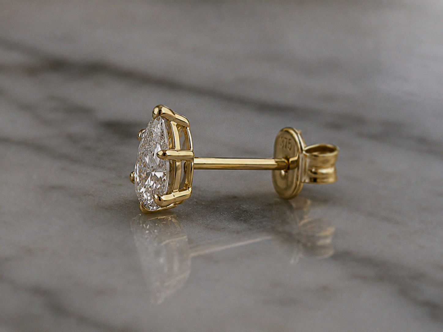 9ct Yellow Gold Pear-Cut Lab-Grown Diamond Stud Earrings – 0.50ct Total