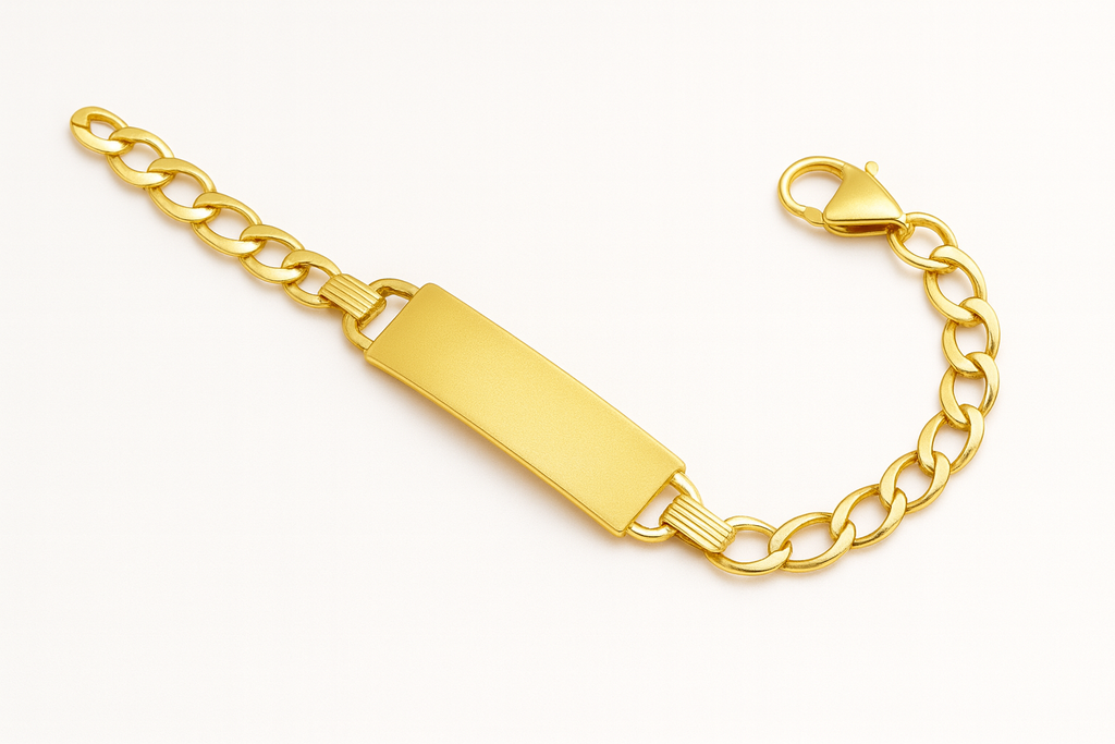9ct Gold Kids Figaro ID Bracelet – 6.5” - PRE ORDER