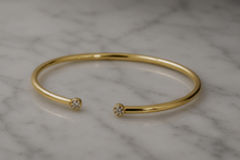 18ct Yellow Gold 0.16ct Diamond Open Bangle Bracelet