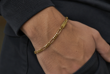 Men’s Yellow Gold-Plated Sterling Silver Figaro Bracelet