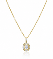 9ct Yellow Gold Blue Moonstone & White Topaz Necklace