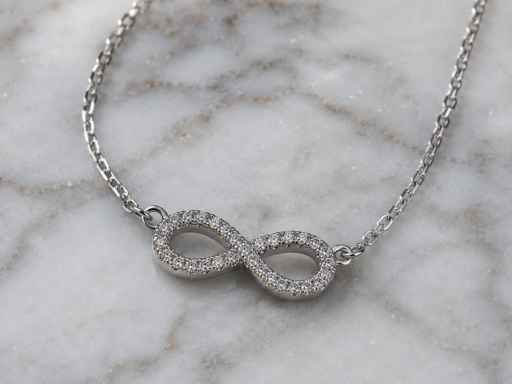 Sterling Silver Moissanite Infinity Pendant Necklace