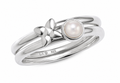 Laura Ashley Hartley Check Silver Mabe Pearl Stacking Rings