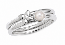 Laura Ashley Hartley Check Silver Mabe Pearl Stacking Rings