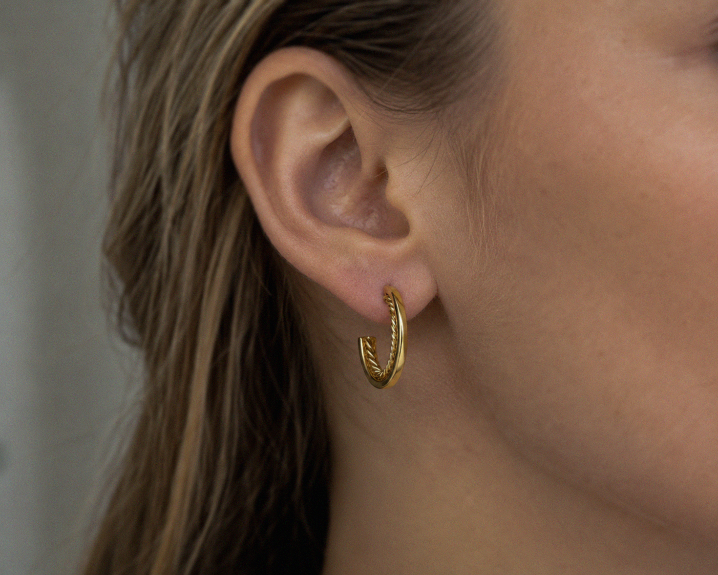 9ct Yellow Gold Rope Twist Open Hoop Earrings