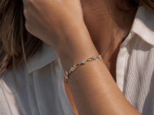 9ct Yellow Gold Cubic Zirconia Circle & Oblong Link Bracelet