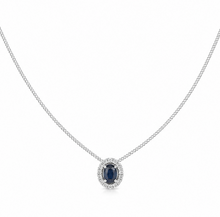 Blue Sapphire & Diamond Cluster Pendant in 9ct White Gold