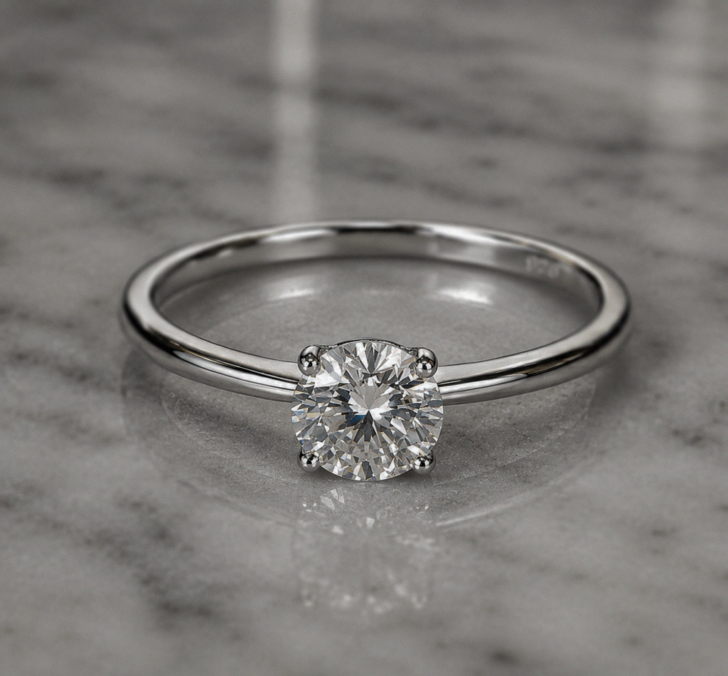 Sterling Silver Moissanite Solitaire Ring – 1.00ct Diamond Equivalent