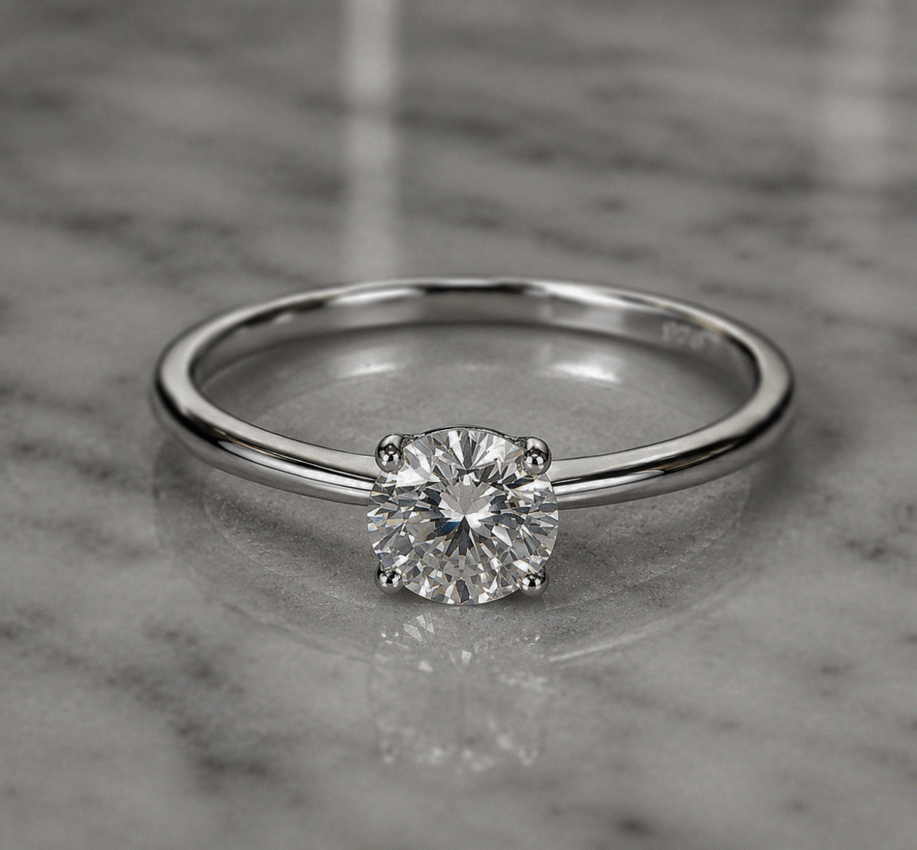 Sterling Silver Moissanite Solitaire Ring – 1.00ct Diamond Equivalent