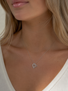 Diamonfire Sterling Silver Zirconia Interlocking Hearts Necklace