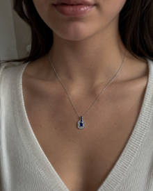 9ct White Gold Sapphire & Diamond Channel Necklace