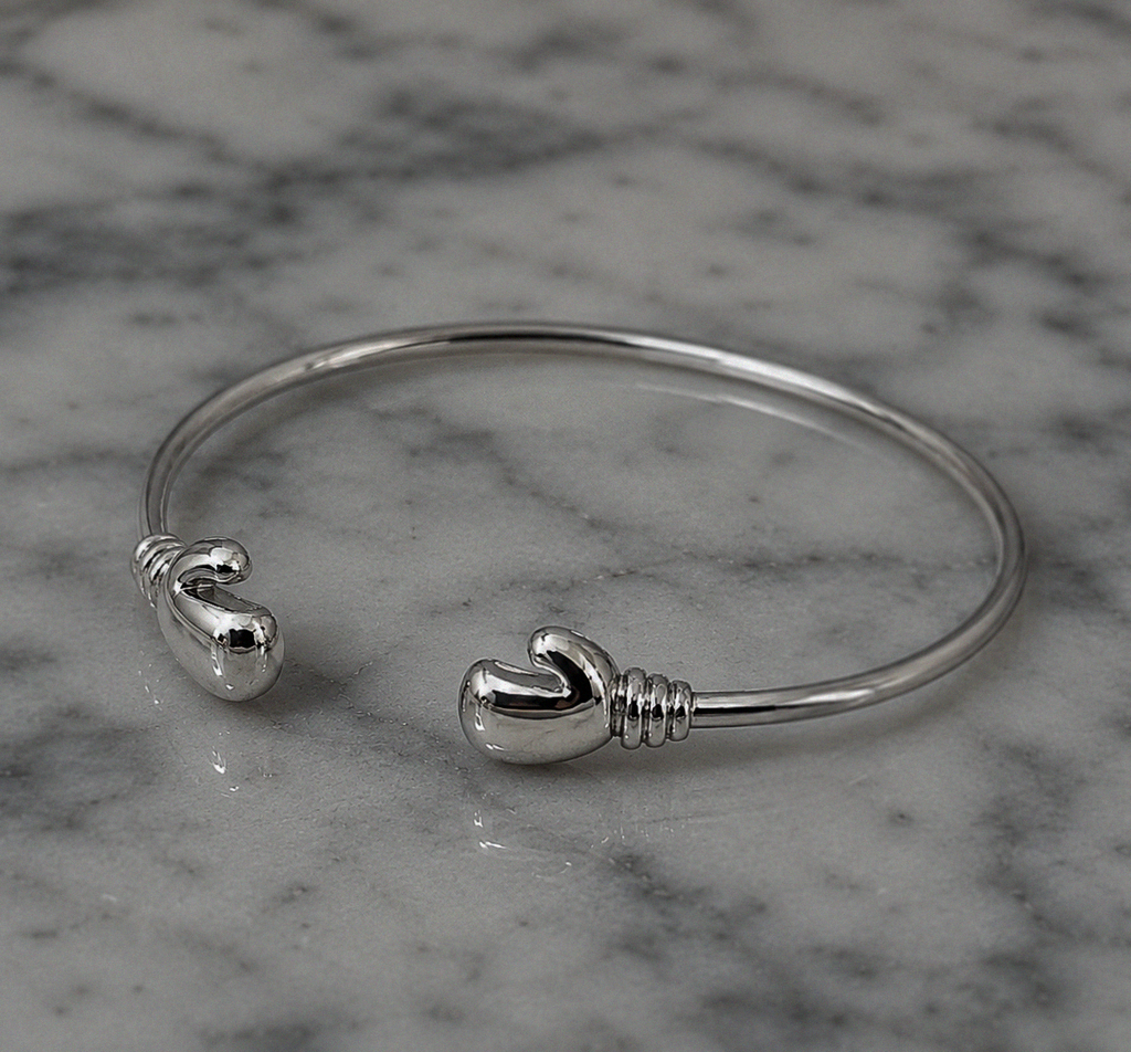 Sterling Silver “Future Champion” Baby Boxing Glove Bangle