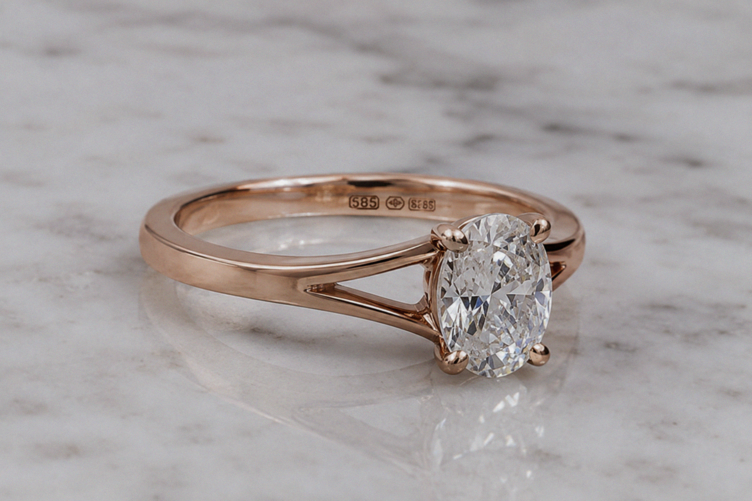 14ct Rose Gold 1.01ct Oval Diamond Solitaire Engagement Ring