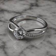 Sterling Silver Cubic Zirconia Crossover Solitaire Ring
