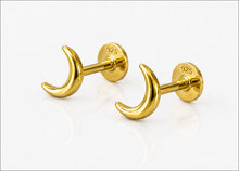 Sterling Silver Crescent Moon Labret Stud Earrings – Pair