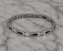 Fred Bennett Stainless Steel & Blue Ceramic Link Bracelet