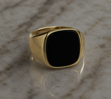 Heavy 9ct Yellow Gold Black Onyx Signet Ring – Cushion Cut | 8g Solid Gold