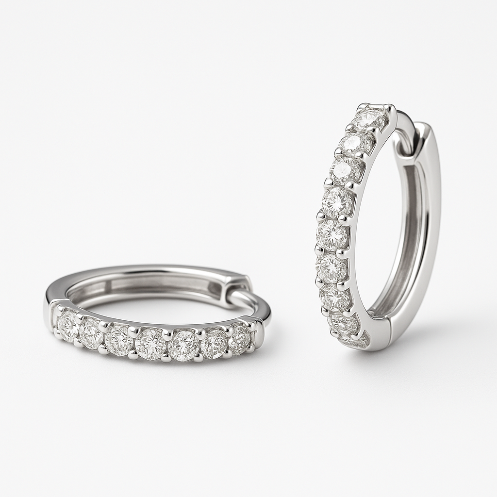 9ct Gold Diamond Pavé Hoop Earrings (Yellow & White Gold) – PRE ORDER