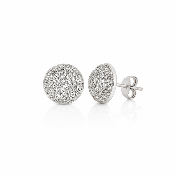 Silver Cubic Zirconia Dome Stud Earrings
