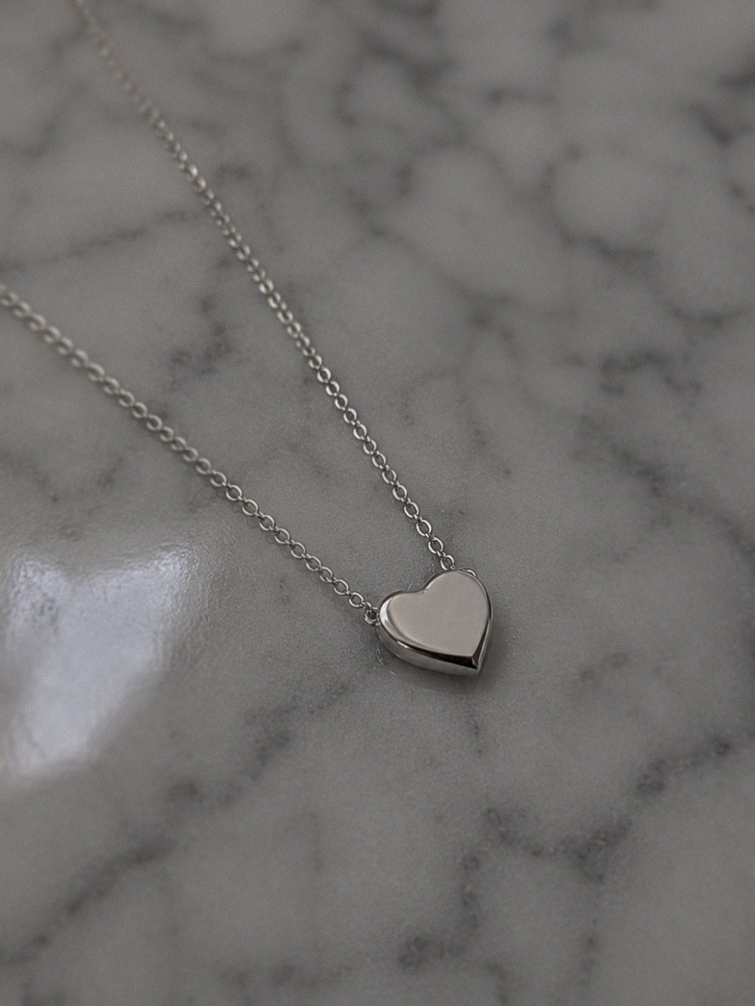 Sterling Silver Heart Pendant Necklace – Polished Love Necklace (42–44cm Adjustable)