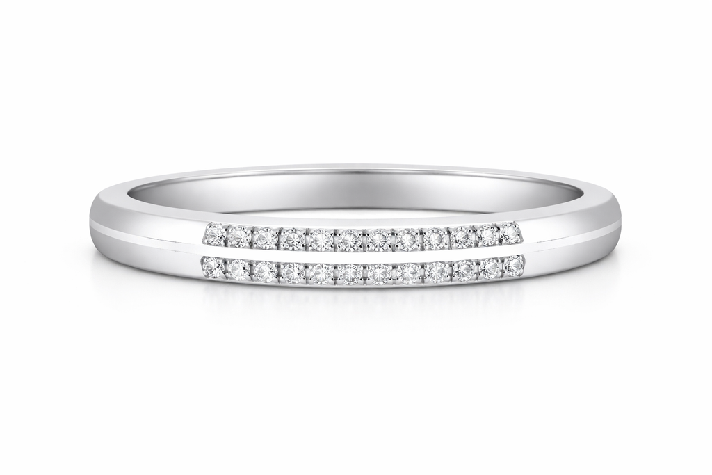 Platinum Diamond Wedding Band-Double Row Natural Diamonds