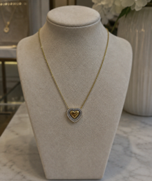 9ct Two-Tone Gold Cubic Zirconia Triple Heart Necklace 16–17 Inch
