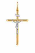 9ct Yellow & White Gold Crucifix Cross Pendant