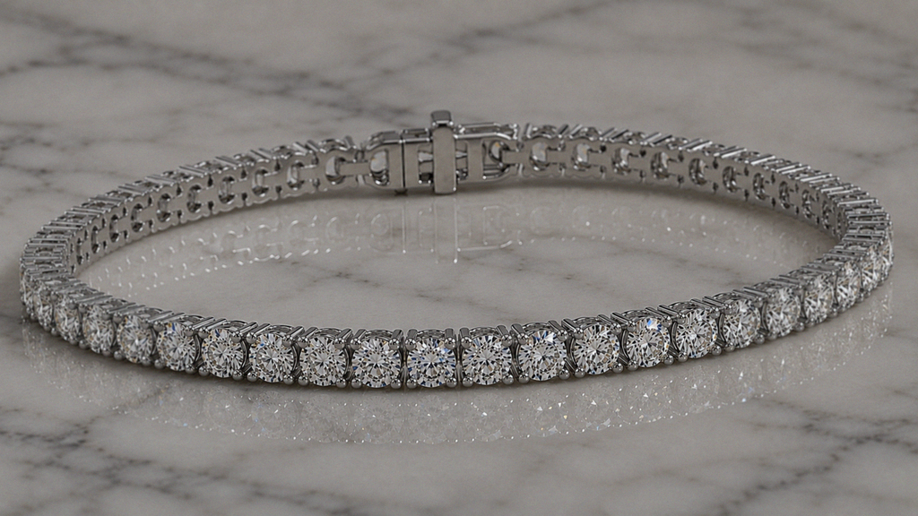 14ct White Gold 3ct Natural Diamond Tennis Bracelet 7 Inch
