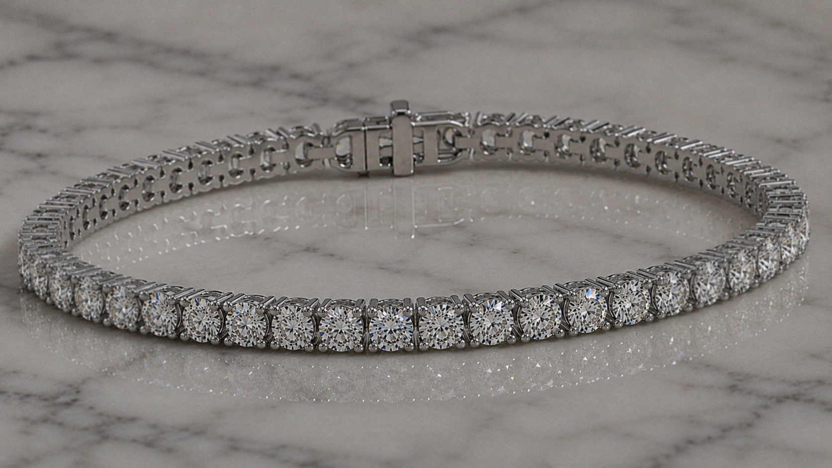 14ct White Gold 3ct Natural Diamond Tennis Bracelet 7 Inch