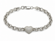 Children’s Sterling Silver Cubic Zirconia Heart Belcher Bracelet