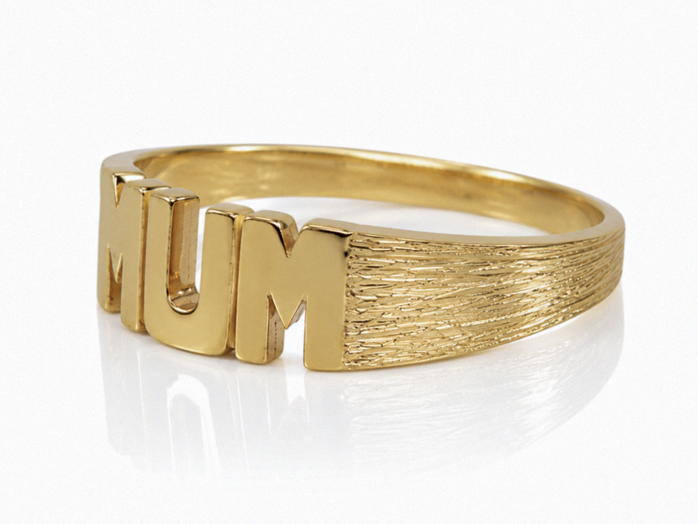 9ct Yellow Gold Textured Mum Ring