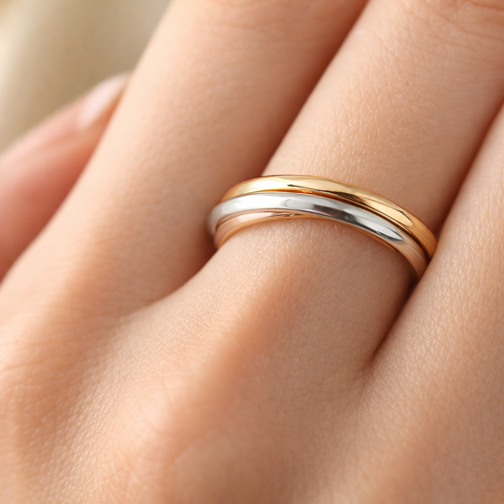 9ct Three-Colour Russian Wedding Band – 2mm