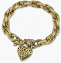 Solid 9ct Yellow Gold Prince of Wales Bracelet with Filigree Heart Padlock – 19.5g