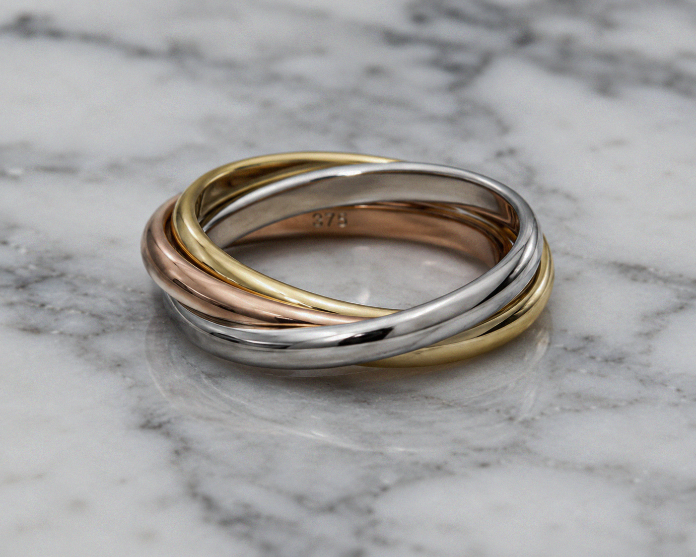 9ct Three-Colour Russian Wedding Band – 2mm