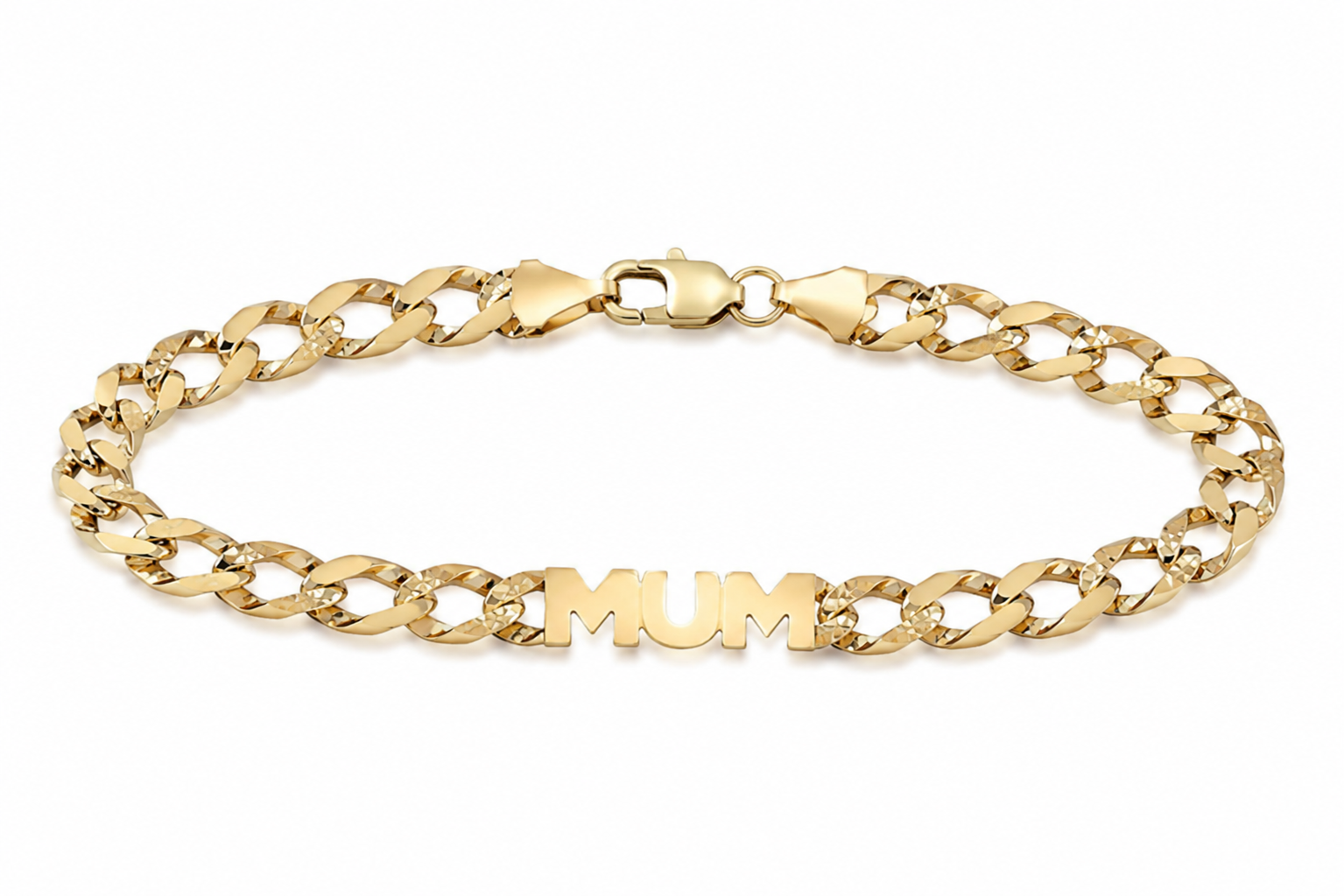 9ct Yellow Gold Mum Curb Link Bracelet