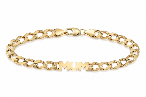 9ct Yellow Gold Mum Curb Link Bracelet
