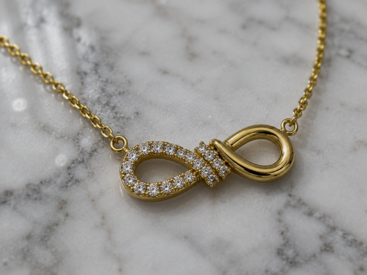 Sterling Silver Cubic Zirconia Infinity Necklace