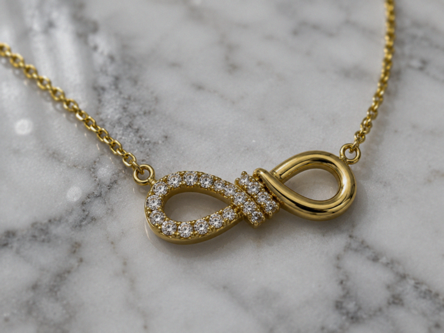 Sterling Silver Cubic Zirconia Infinity Necklace