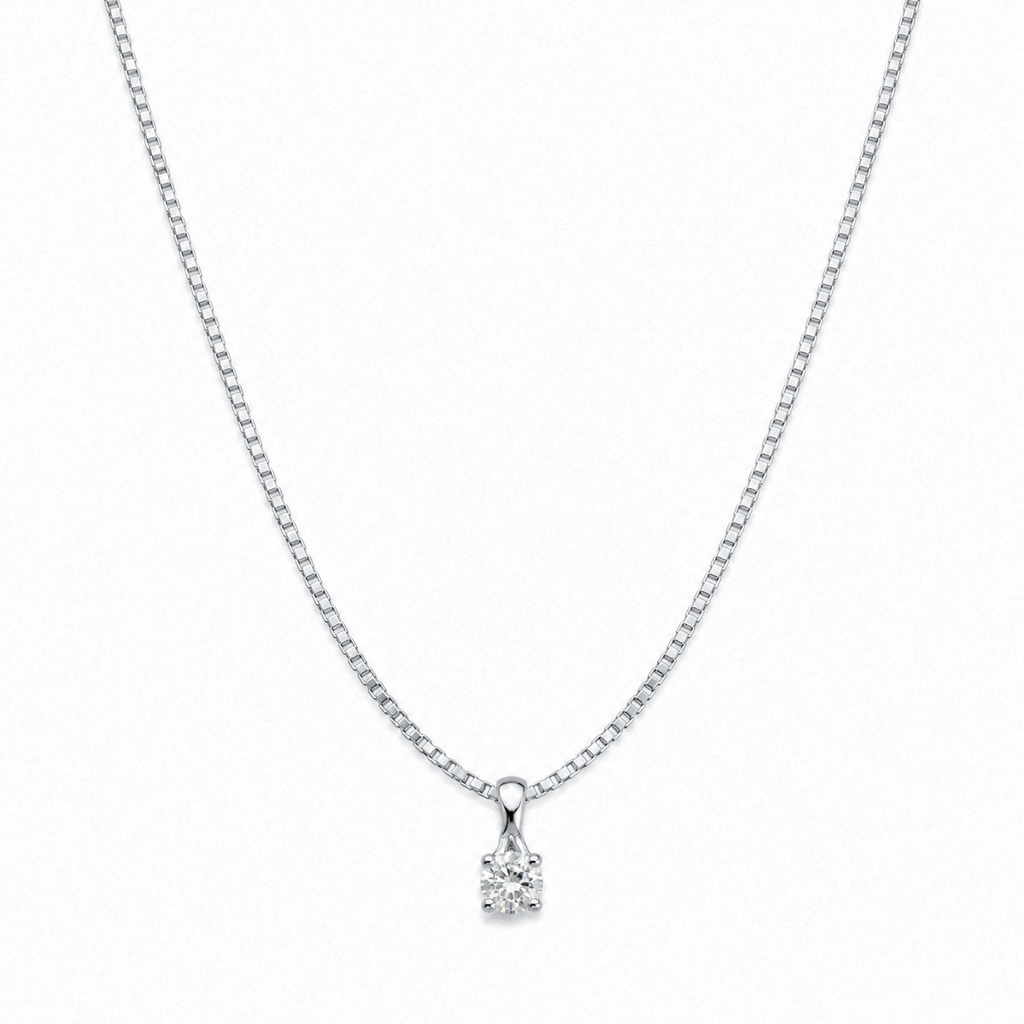18ct White Gold 0.25ct Lab-Grown Diamond Solitaire Pendant Necklace