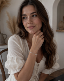 Seed Pearl & Diamond Flower Bracelet in 9ct Yellow Gold