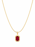 Chunky Border Ruby Pendant with Chain in 9ct Yellow Gold