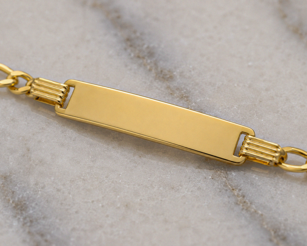 9ct Gold Kids Figaro ID Bracelet – 6.5”