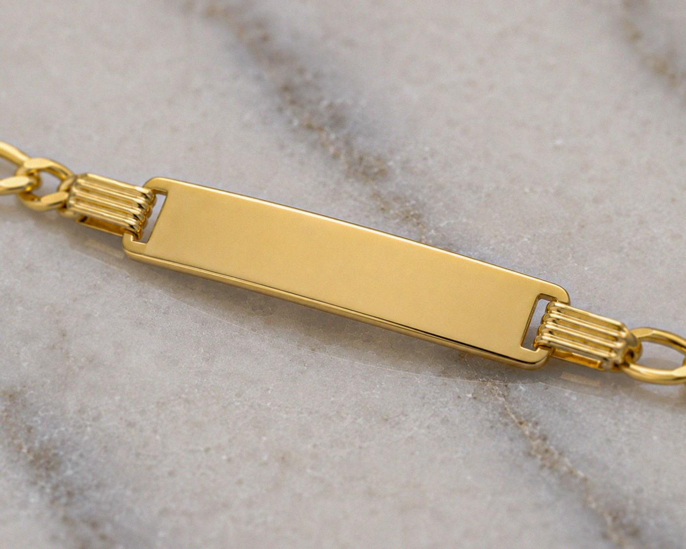 9ct Gold Kids Figaro ID Bracelet – 6.5”