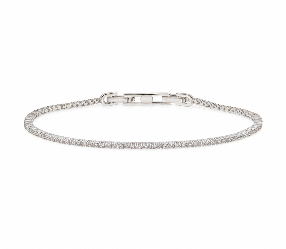 Diamonfire Sterling Silver Baguette Cut Zirconia Tennis Bracelet