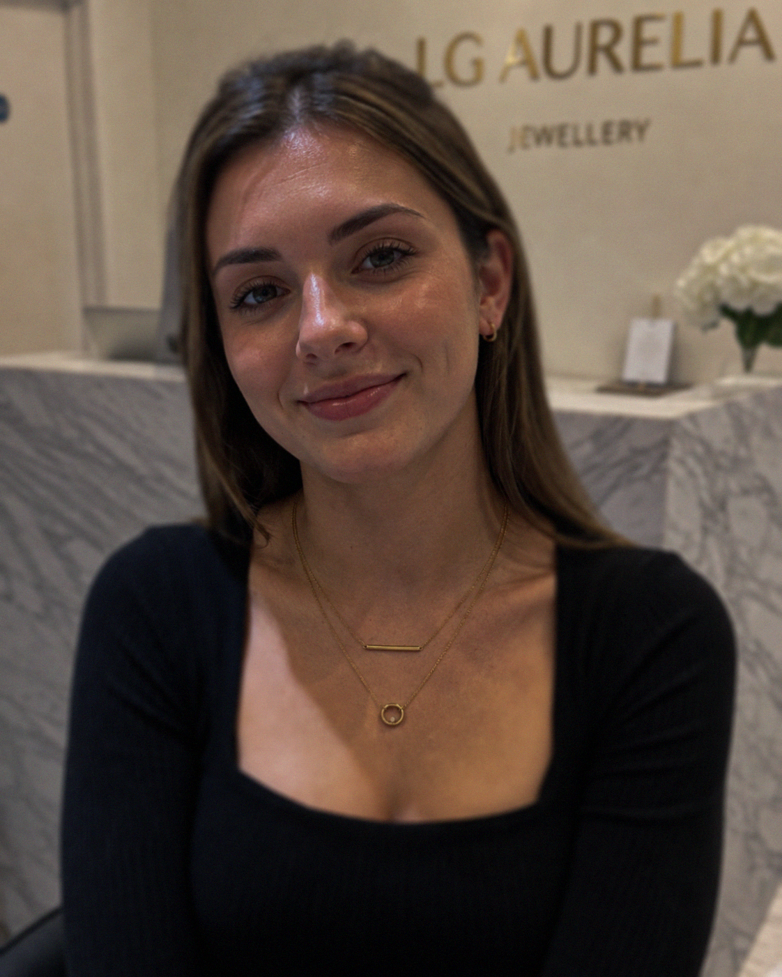 9ct Yellow Gold Bar and Circle Layered Necklace 17.5 Inch