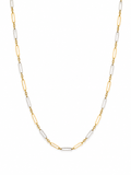 Elongated Link Chain Necklace in 9ct Yellow & White Gold