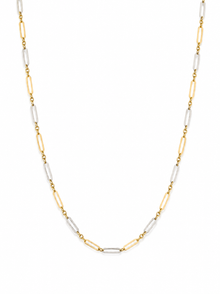 Elongated Link Chain Necklace in 9ct Yellow & White Gold