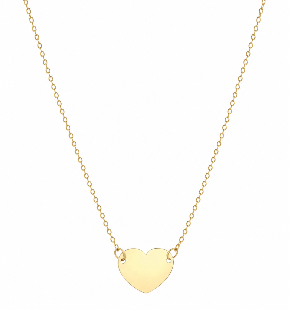 9ct Yellow Gold Plain Heart Necklace 16 Inch