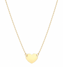9ct Yellow Gold Plain Heart Necklace 16 Inch