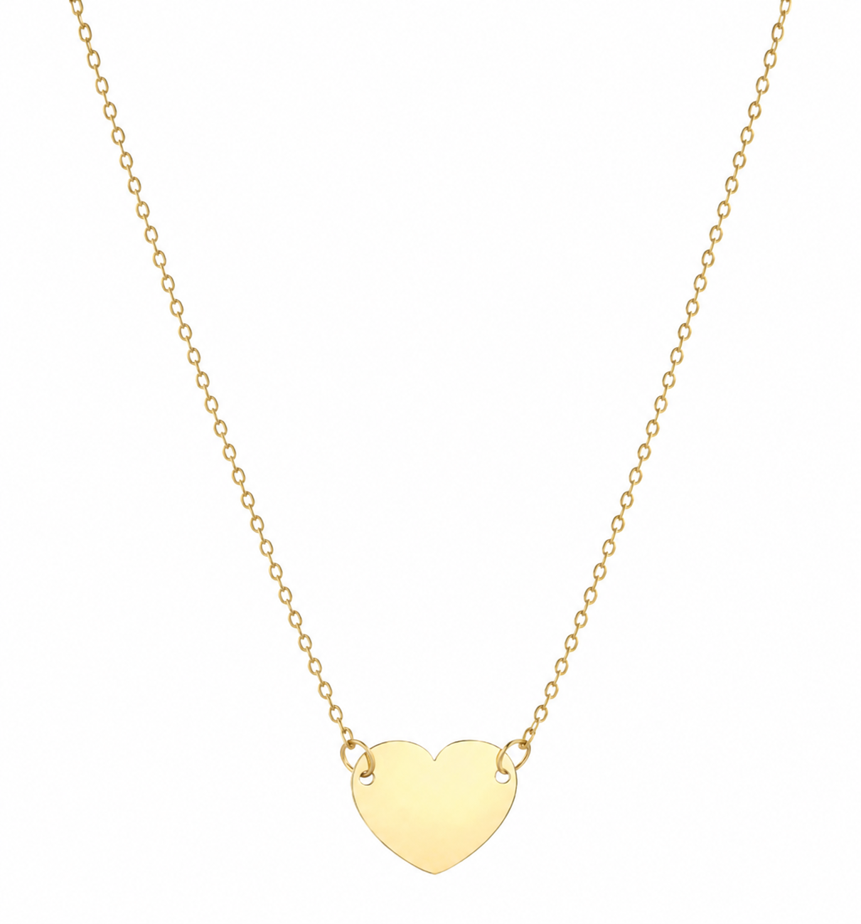 9ct Yellow Gold Plain Heart Necklace 16 Inch